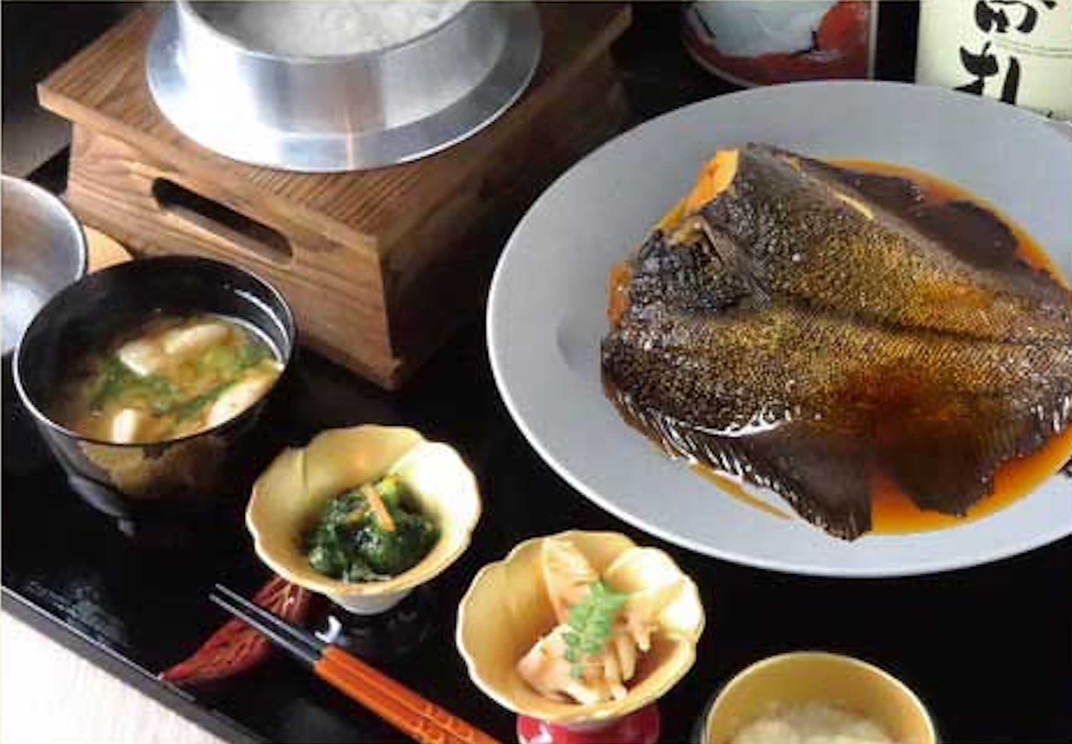 子持ち浅羽カレイの煮付け御膳